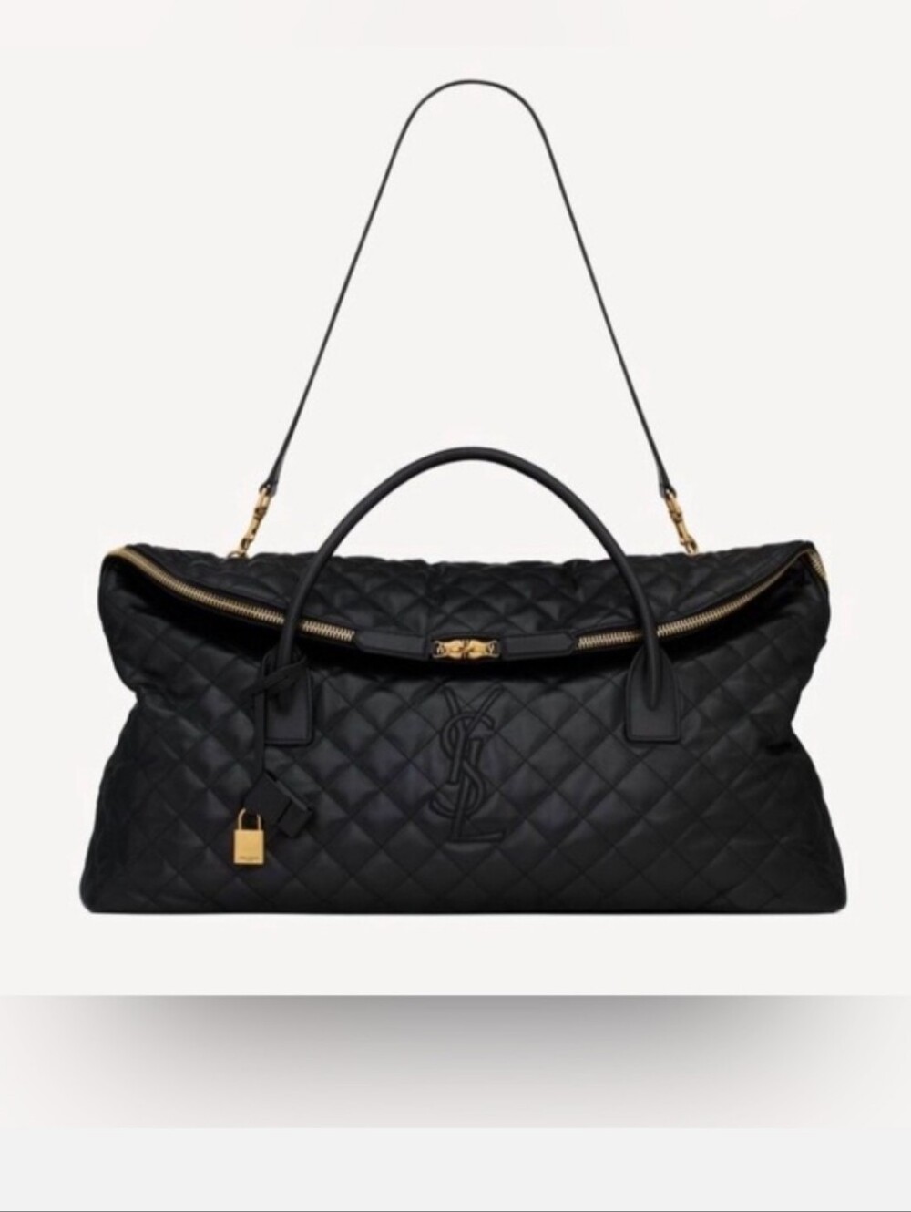 🖤$2550Auth Saint Laurent Quilted Black Leather Weekender Bag BRAND NEW W/ TAGS!